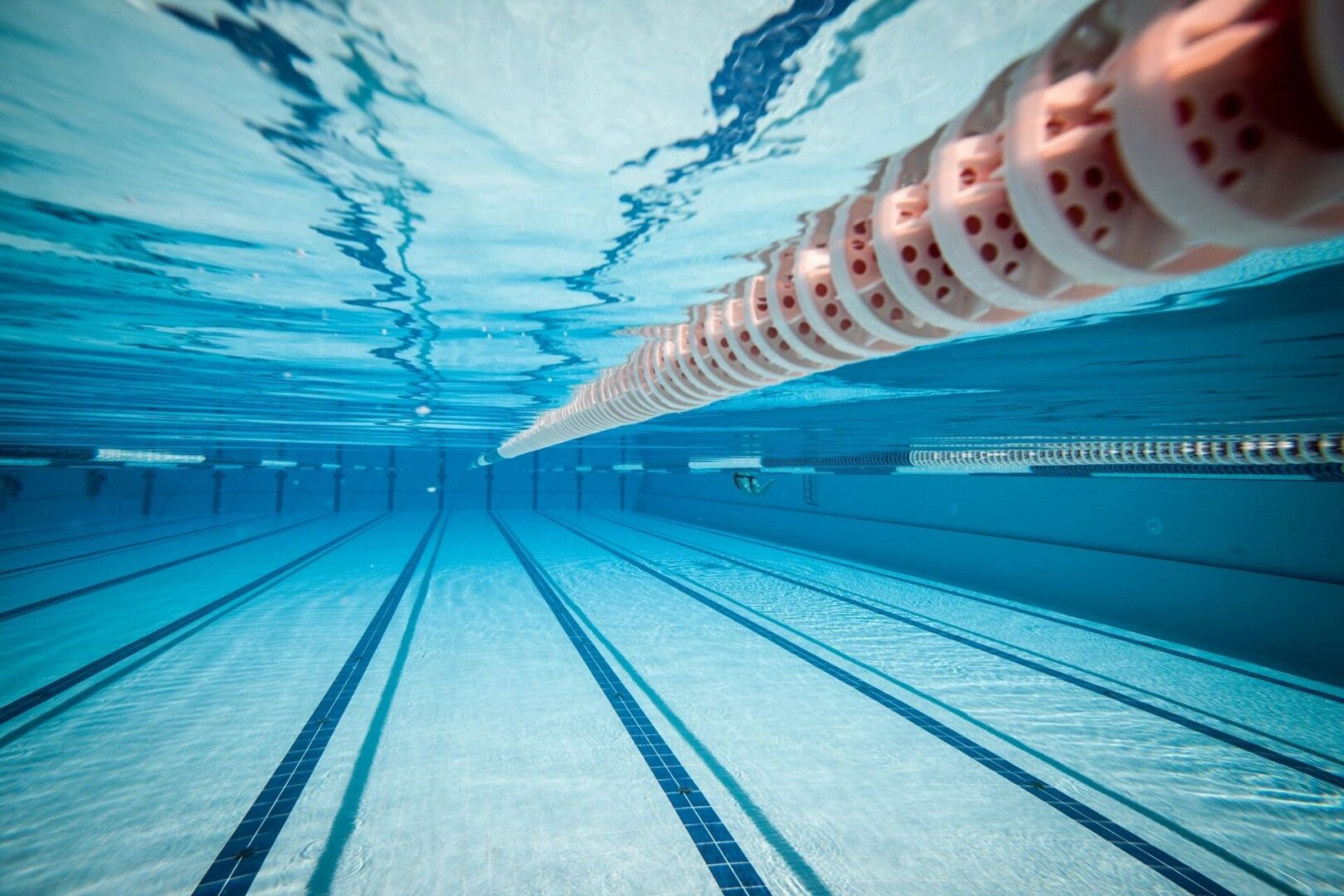 A swimming pool with an underwater view of the lanes.